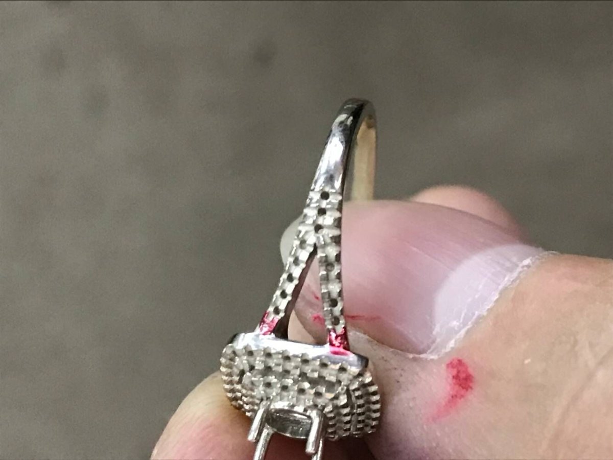 Reserved for David Diamond Semi Mount Ring 14k White Gold Split shank tilted double halo - Lord of Gem Rings