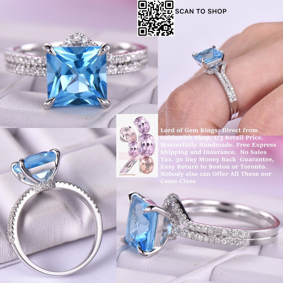 Reserved for deana Additional Chevron band for Blue Topaz ring Set Solder Together - Lord of Gem Rings