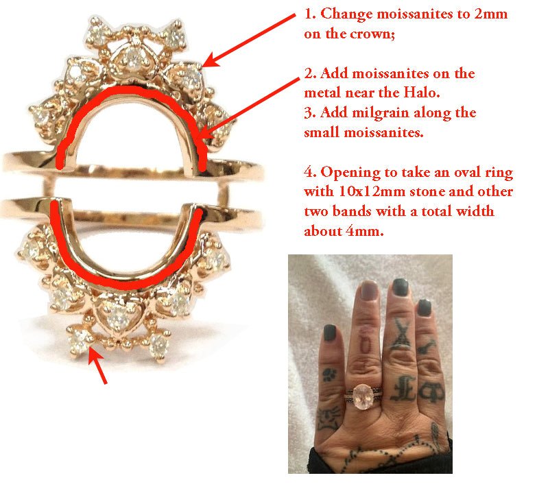 Reserved for Debbie-Moissanite Wedding Band Tiara Band Ring Enhancer Ring Guard 14k Rose Gold - Lord of Gem Rings
