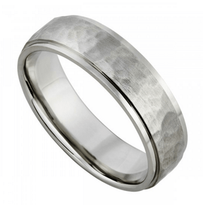 Reserved for Diego Custom PD950 Hammer finish Men's RIng 6mm Wide - Lord of Gem Rings