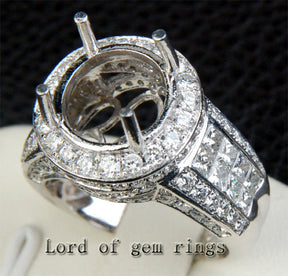Reserved for Don Custom Princess/Round Diamond Engagement Semi Mount Ring 14K White Gold - Lord of Gem Rings