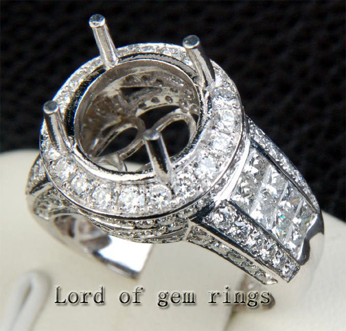 Reserved for Don Custom Princess/Round Diamond Engagement Semi Mount Ring 14K White Gold - Lord of Gem Rings