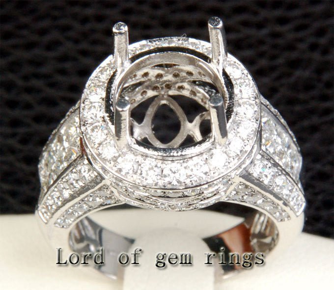 Reserved for Don Custom Princess/Round Diamond Engagement Semi Mount Ring 14K White Gold - Lord of Gem Rings