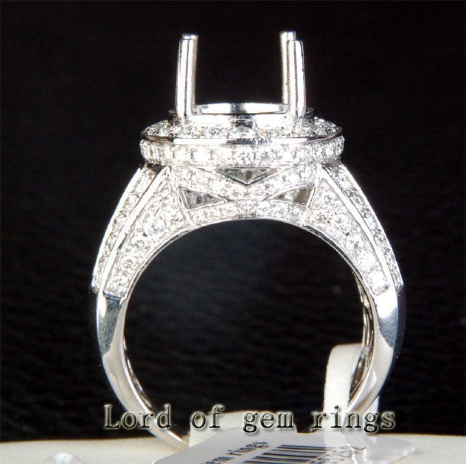 Reserved for Don Custom Princess/Round Diamond Engagement Semi Mount Ring 14K White Gold - Lord of Gem Rings