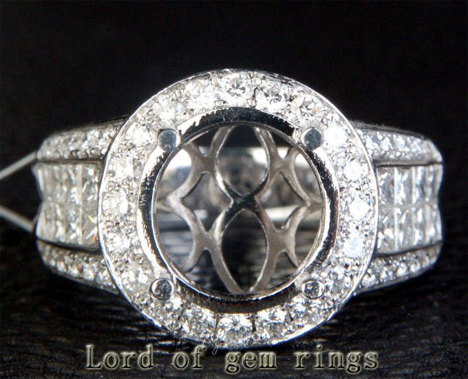 Reserved for Don Custom Princess/Round Diamond Engagement Semi Mount Ring 14K White Gold - Lord of Gem Rings