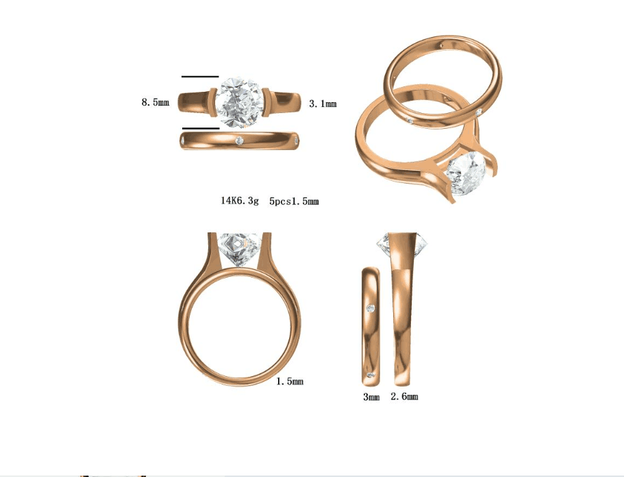 Reserved for Elissa Custom 14K Rose God Semi Mount Ring & Moissantie matching band - Lord of Gem Rings