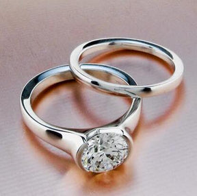 Reserved for Elissa Custom 14K Rose God Semi Mount Ring & Moissantie matching band - Lord of Gem Rings