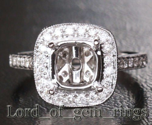 Reserved for elpadro86 Custom Diamond Engagement Milgrain Semi Mount Ring for Cushion