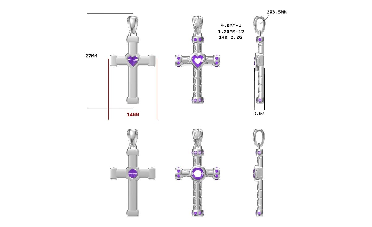 Reserved for Eric Custom Cross Pendant 14k White Gold - Lord of Gem Rings
