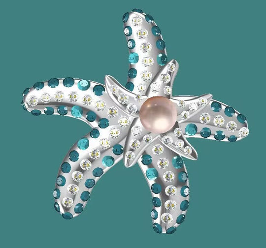 Reserved for Eric- Custom Double Starfish Pendant 14k White Gold