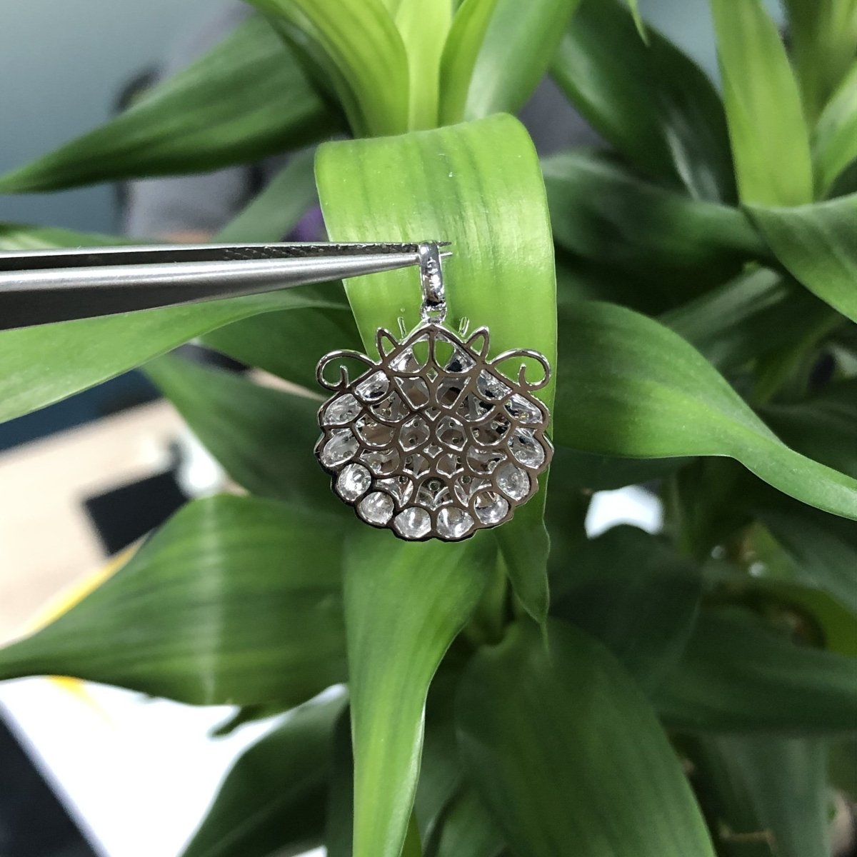 Reserved for Eric Custom Shell Pendant 14k White Gold - Lord of Gem Rings