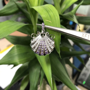 Reserved for Eric Custom Shell Pendant 14k White Gold - Lord of Gem Rings