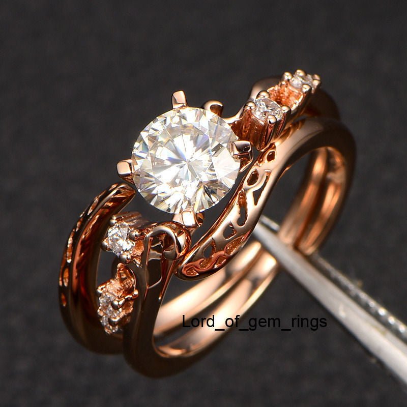 Reserved for Erin Matching band for Round Moissanite Engagement Ring - Lord of Gem Rings
