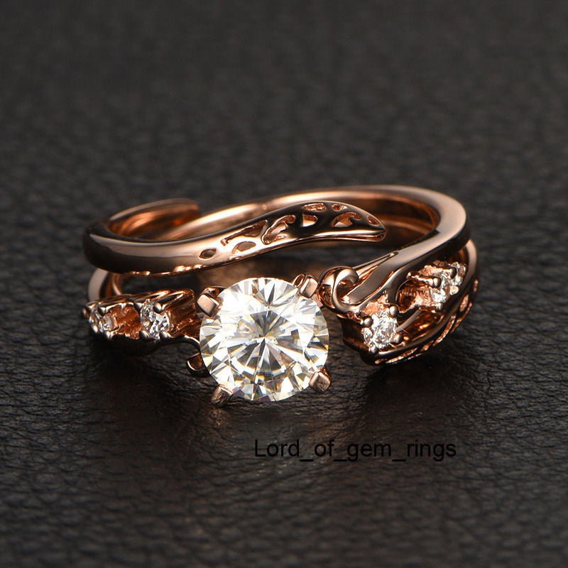 Reserved for Erin Matching band for Round Moissanite Engagement Ring - Lord of Gem Rings