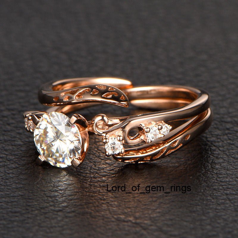 Reserved for Erin Matching band for Round Moissanite Engagement Ring - Lord of Gem Rings