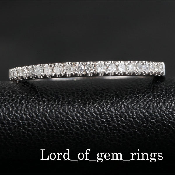 Reserved for Eseosa French Pave Diamond Wedding Band Half Eternity 14K Rose Gold - Lord of Gem Rings