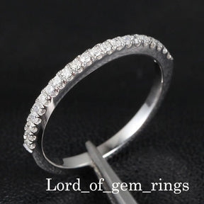 Reserved for Eseosa French Pave Diamond Wedding Band Half Eternity 14K Rose Gold - Lord of Gem Rings