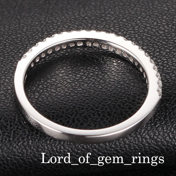 Reserved for Eseosa French Pave Diamond Wedding Band Half Eternity 14K Rose Gold - Lord of Gem Rings