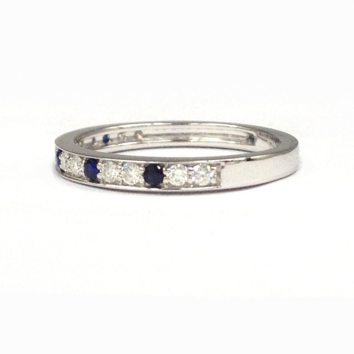 Reserved for Eva, Moissanite Wedding Band Half Ring 14K White Gold - Lord of Gem Rings