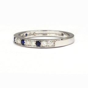 Reserved for Eva, Moissanite Wedding Band Half Ring 14K White Gold - Lord of Gem Rings