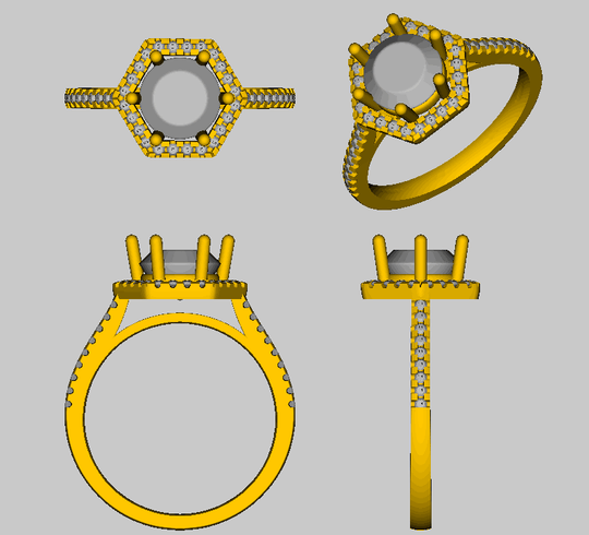 Reserved for Freddy Round Moissanite Engagement Ring Hexagon Halo 14k White Gold 7mm