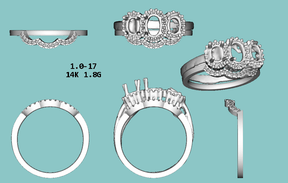 Reserved for Gabe: matching Band for Three Stone Amethyst Engagement Ring Pave Diamond Wedding Band 14k White Gold 5x7mm - 3 Stones - Lord of Gem Rings