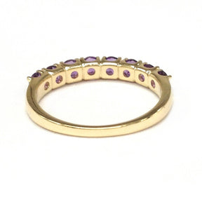 Reserved for Gillian Amethyst Wedding Band Half Eternity 14K Yellow Gold 5mm 8 stones - Lord of Gem Rings