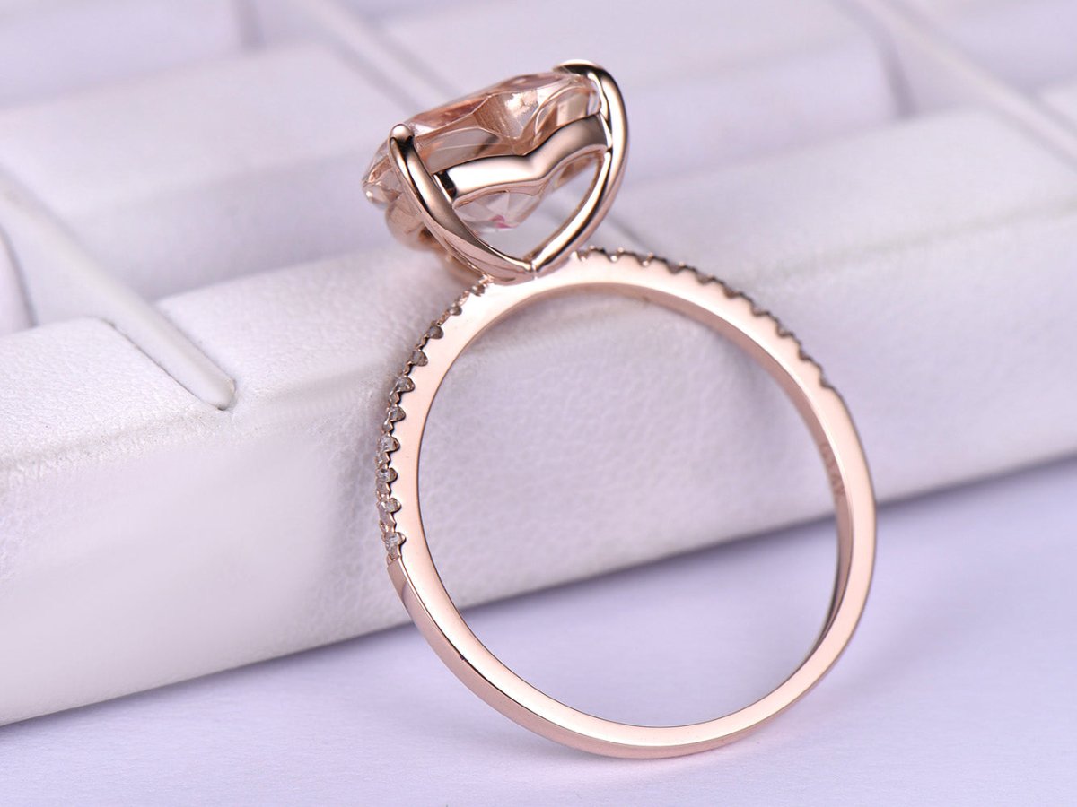 Reserved for Gina Heart Morganite Engagement Ring 14K Rose Gold 9mm - Lord of Gem Rings