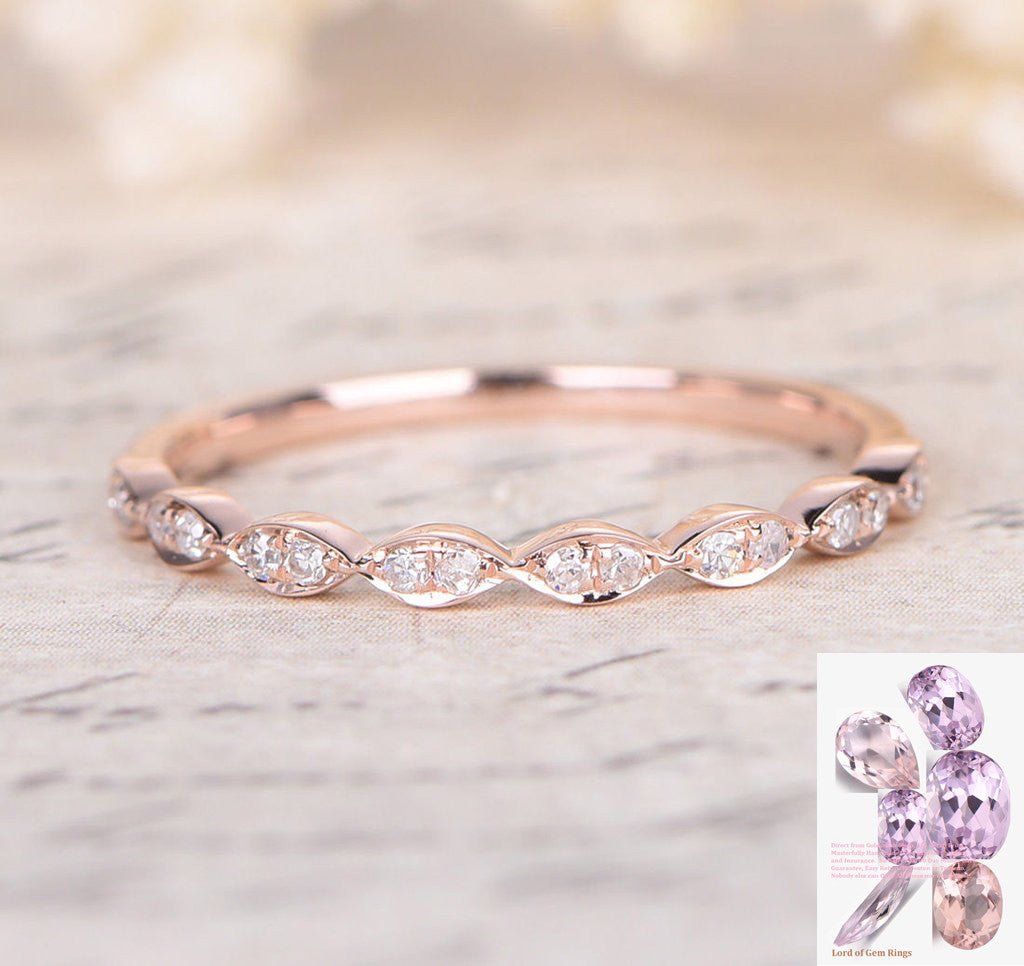 Reserved for Gina Pave Diamond Wedding Band Half Eternity Ring 18K White Gold - Lord of Gem Rings