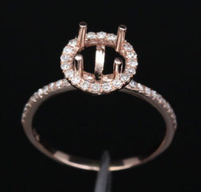Reserved for GY Diamond Engagement Semi Mount Ring 14k gold 7mm Round - Lord of Gem Rings
