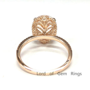 Reserved for GY- Full cut Diamond semi mount ring 14K Gold Milgrain Undergallery Oval 7x9mm - Lord of Gem Rings