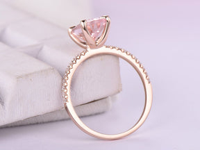 Reserved for GY- Oval Pinkish Peach Morganite Ring Pave Diamond Shank 14K Rose Gold 8x10mm - Lord of Gem Rings