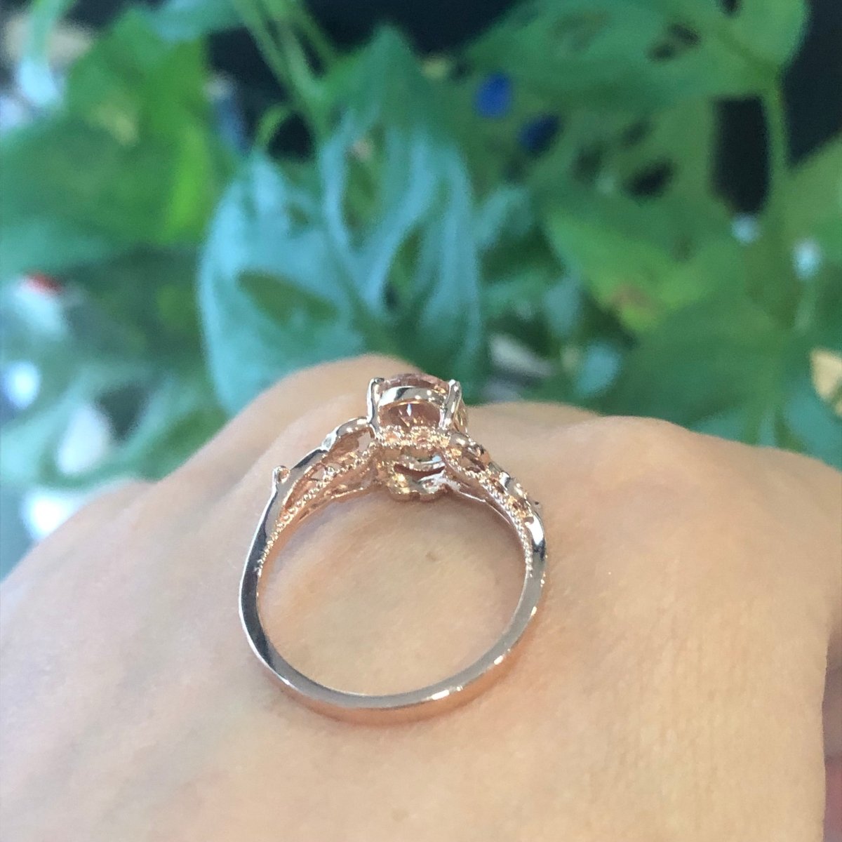 Reserved for GY- Oval Solitaire Morganite Engagement Ring 14K Rose Gold - Lord of Gem Rings