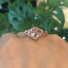 Reserved for GY- Oval Solitaire Morganite Engagement Ring 14K Rose Gold - Lord of Gem Rings