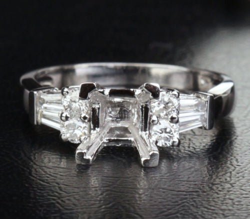 Reserved for Harold - Diamond Engagement Semi Mount Ring 14K White Gold Setting Princess 6.5mm - Lord of Gem Rings