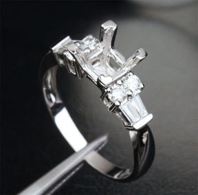 Reserved for Harold - Diamond Engagement Semi Mount Ring 14K White Gold Setting Princess 6.5mm - Lord of Gem Rings