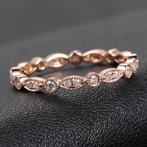 Reserved for Hill Pave VVS Diamond Wedding Band Eternity Anniversary Ring 18K Rose Gold - Lord of Gem Rings
