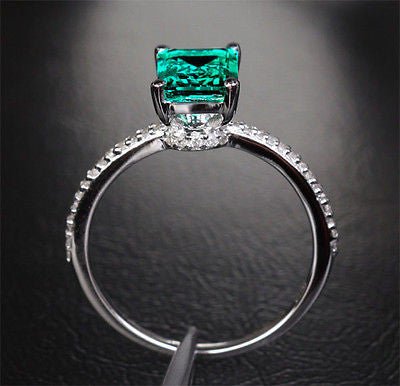 Reserved for hirschblau Emerald cut Aquamarine Ring Diamond Shank 14K White Gold 6x8mm - Lord of Gem Rings