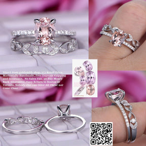 Reserved for Holly Emerald Cut Citrine Ring Bridal Sets Floral Diamond Wedding Band14K White Gold - Lord of Gem Rings