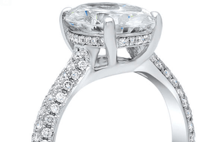 Reserved for Ian, 2nd payment, Custom Oval Moissanite Engagement Ring Pave Diamond Wedding 14K White Gold - Lord of Gem Rings