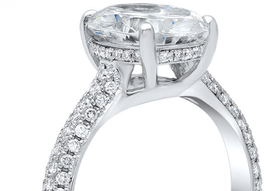 Reserved for Ian, 2nd payment, Custom Oval Moissanite Engagement Ring Pave Diamond Wedding 14K White Gold - Lord of Gem Rings