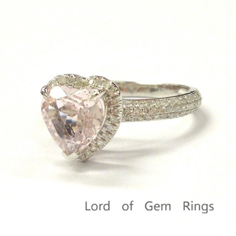 Reserved for Ian, 2nd payment, Custom Oval Moissanite Engagement Ring Pave Diamond Wedding 14K White Gold - Lord of Gem Rings