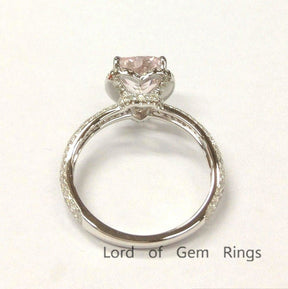 Reserved for Ian, 2nd payment, Custom Oval Moissanite Engagement Ring Pave Diamond Wedding 14K White Gold - Lord of Gem Rings