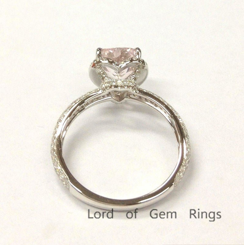 Reserved for Ian, 2nd payment, Custom Oval Moissanite Engagement Ring Pave Diamond Wedding 14K White Gold - Lord of Gem Rings