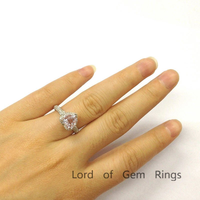 Reserved for Ian, 2nd payment, Custom Oval Moissanite Engagement Ring Pave Diamond Wedding 14K White Gold - Lord of Gem Rings
