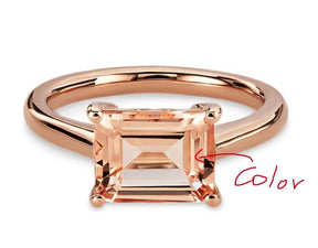 Reserved for IL- 3ct Natural Cushion Morganite Engagement Ring East-West Setting 14K Rose Gold - Lord of Gem Rings