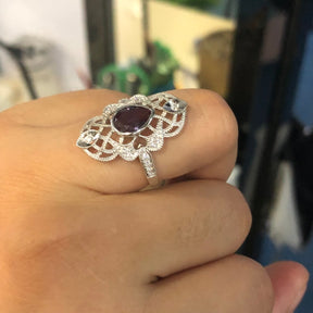 Reserved for Inessa - Vintage Ring Alexandrite Ring Moissanite Wedding Band 14K Gold - Lord of Gem Rings