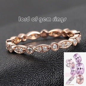 Reserved for ITU Oval Morganite Ring Bridal Sets Moissanite Halo Art deco band 14K Rose Gold 7x9mm - Lord of Gem Rings