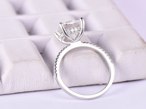 Reserved for James Cushion FB Moissanite Ring Moissanite Uner Halo 18K White Gold 8mm - Lord of Gem Rings