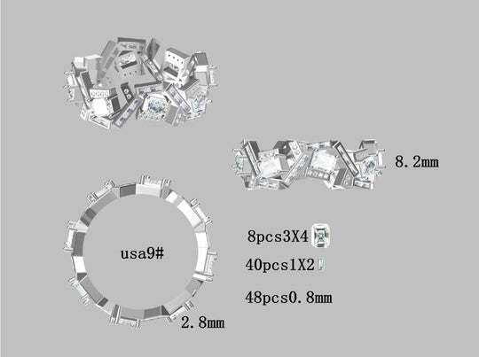 Reserved for Jennifer  Custom Moissanite Full Eternity Wedding Ring Sterling Silver